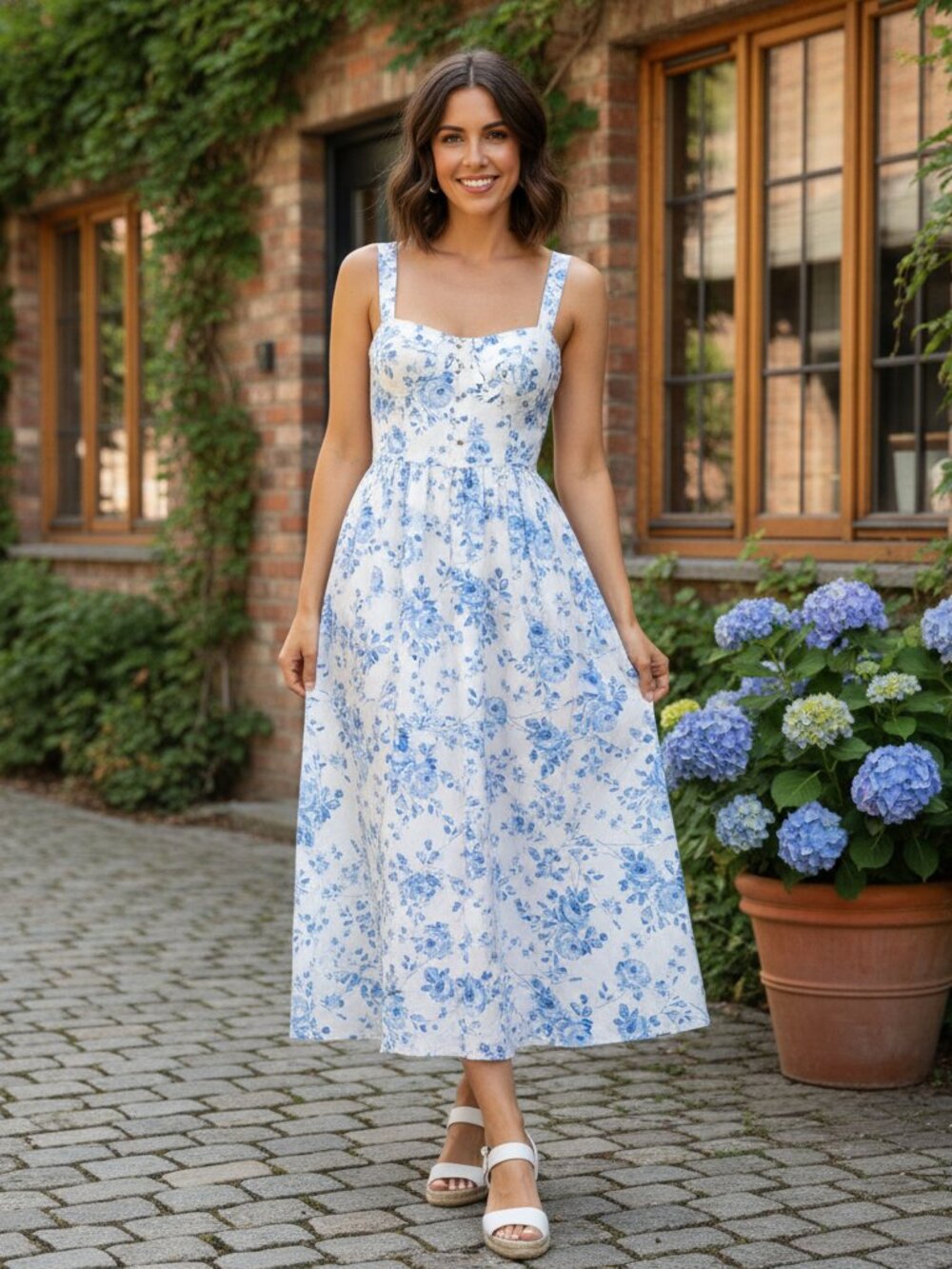 WAYF Floral Corset Sleeveless Midi Dress NWT Med